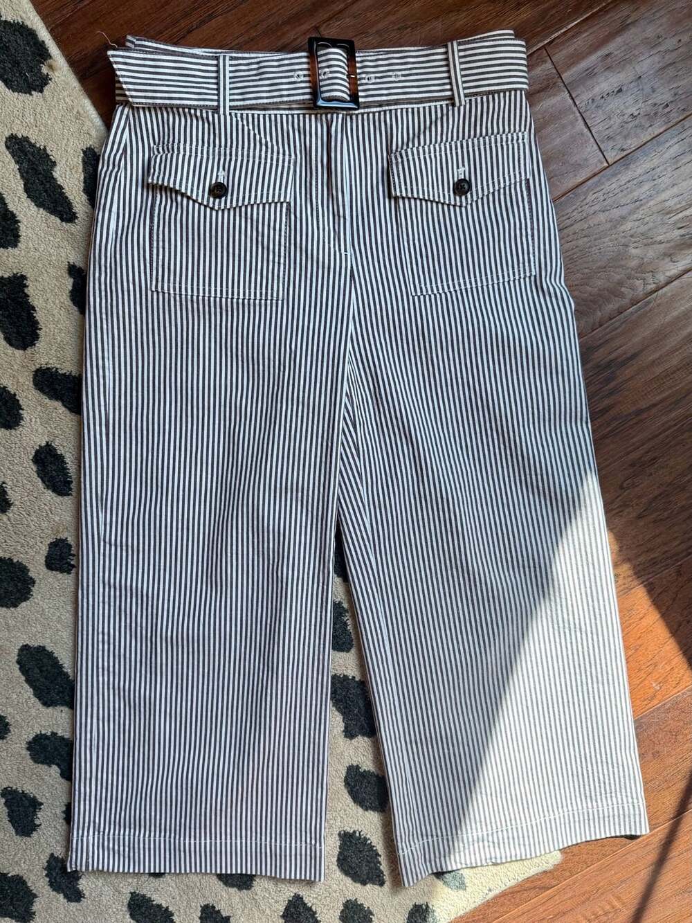 Loft Cropped Wide-Leg Trousers Striped